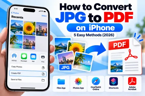 How to convert JPG to PDF on iPhone using Files, Photos, OneFileKit, Shortcuts and Adobe Acrobat