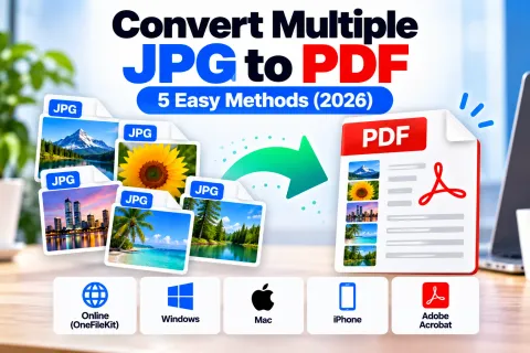 Convert multiple JPG to PDF using OneFileKit, Windows, Mac, iPhone and Adobe Acrobat