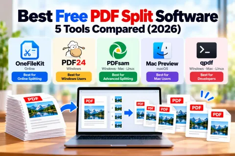 Best free PDF split software comparison: OneFileKit, PDF24, PDFsam, Mac Preview and qpdf