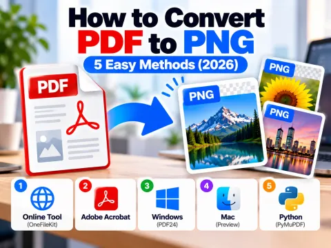 How to convert PDF to PNG: 5 easy methods using OneFileKit, Adobe Acrobat, PDF24 on Windows, Mac Preview and Python PyMuPDF