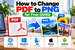 How to change PDF to PNG for free online, on Windows with PDF24, Mac Preview, iPhone Safari and Android Chrome
