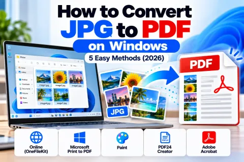 How to convert JPG to PDF on Windows using OneFileKit, Microsoft Print to PDF, Paint, PDF24 Creator and Adobe Acrobat